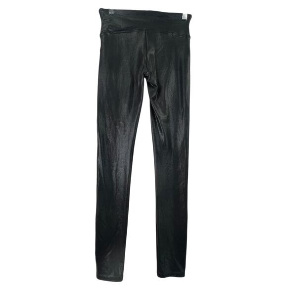 Spanx Snake Skin Faux Leather Legging Black Size S Mid Rise Skinny Leg Stretch - Picture 1 of 11